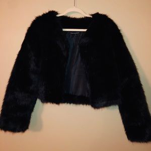 Naked Wardrobe Cropped Faux Fur Jacket